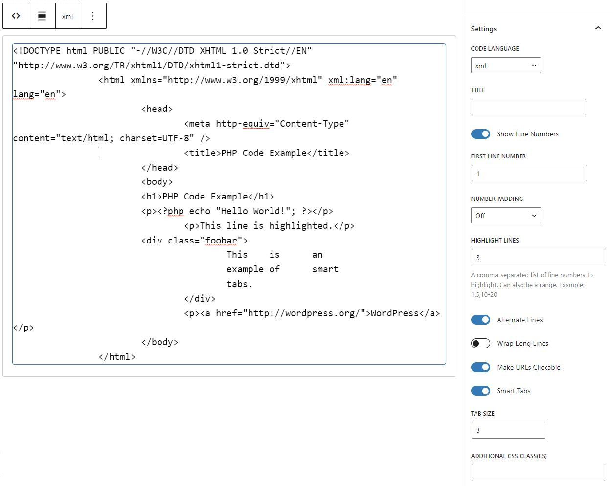 An example use of the editor block.