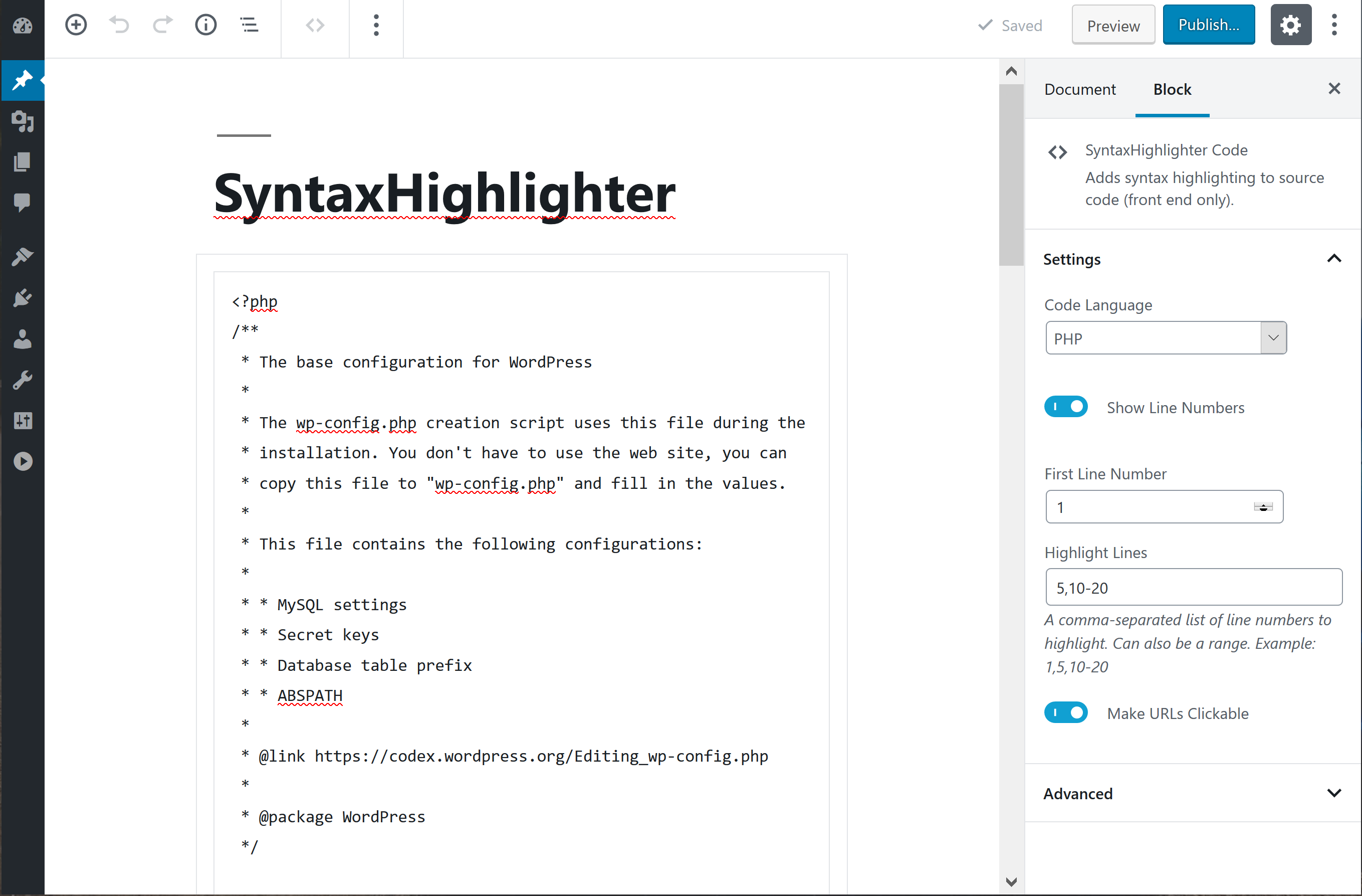 An example use of the editor block.