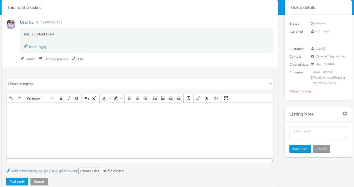 Manage Ticket Template(Admin/Supporter/Leader)