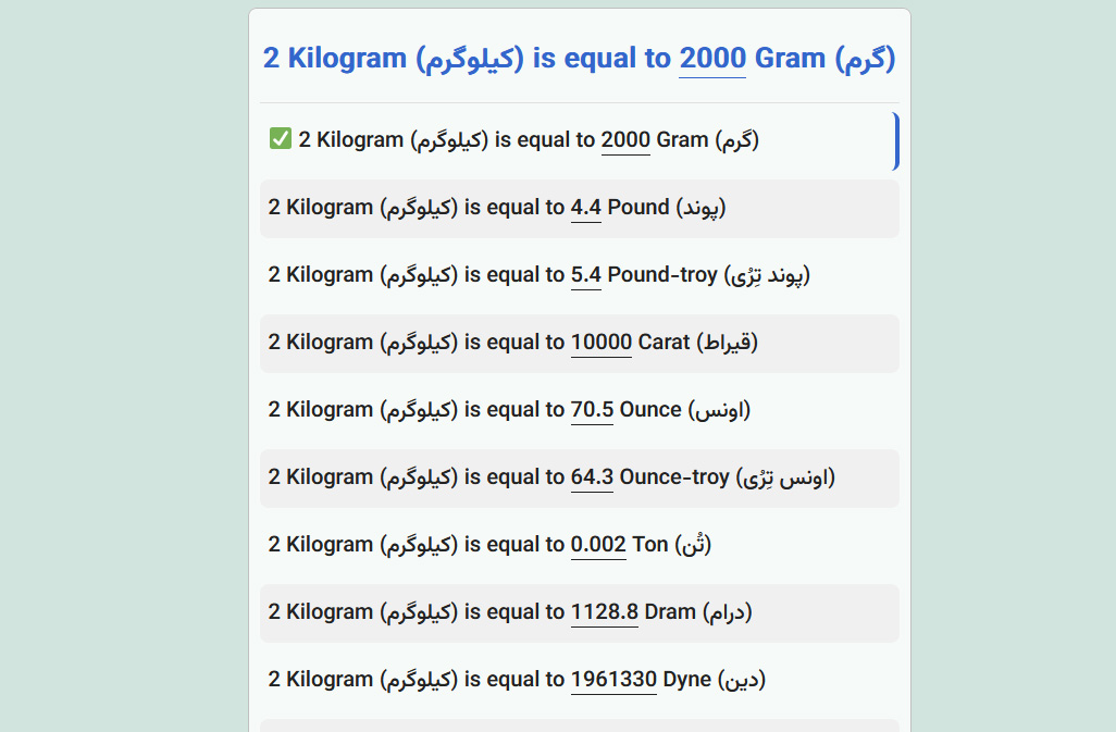 In this screenshot the **Results** of the form has been shown.