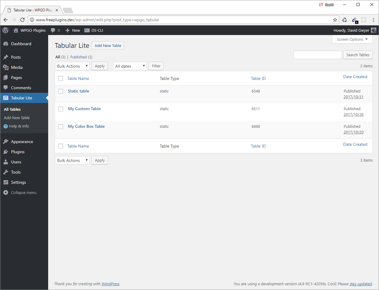 Create unlimited tables with Tabular.