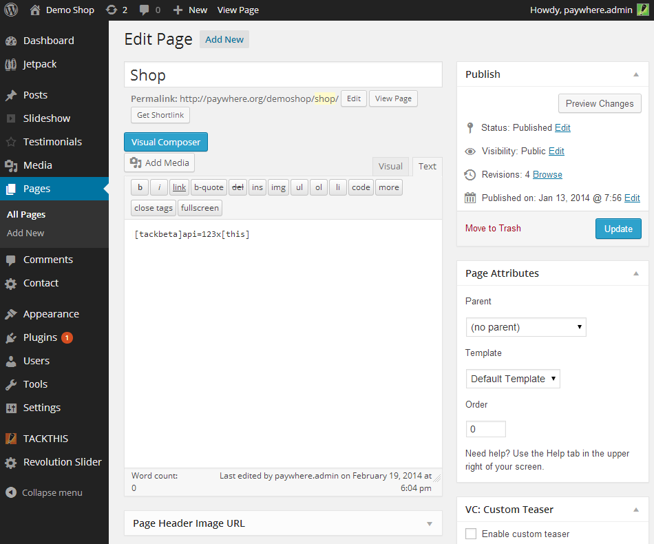 Shortcode for embedding the shop front on to a Wordpress page.