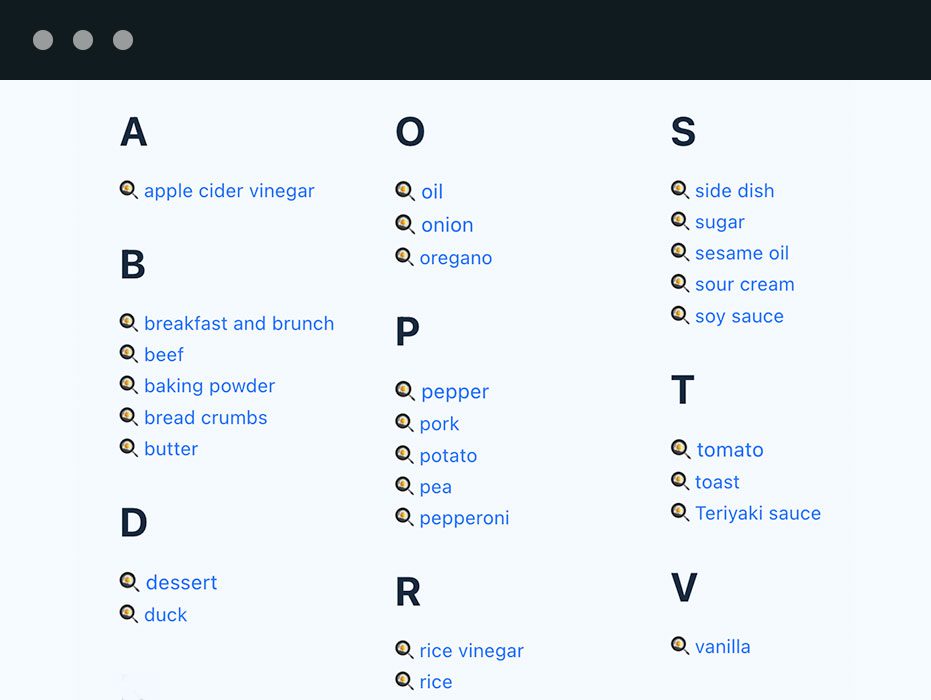 The Alphabetical Tag Index shows tag in columns, sorted alphabetically by first letter.