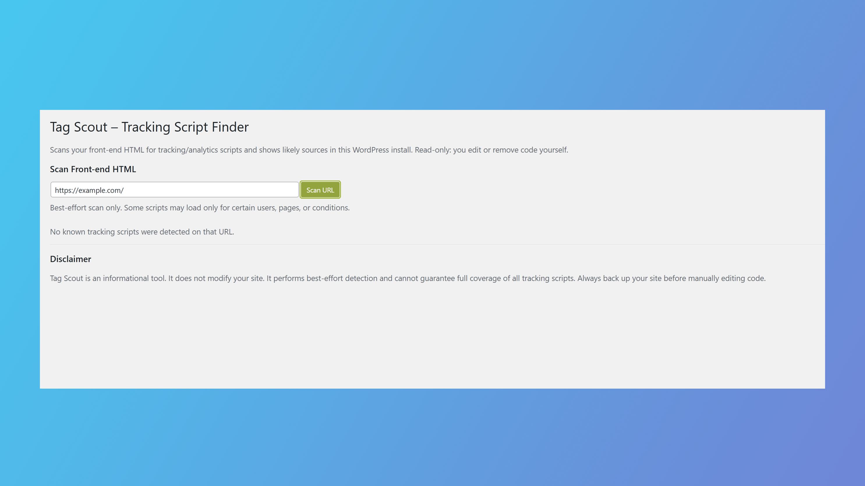 **No tracking scripts detected**\