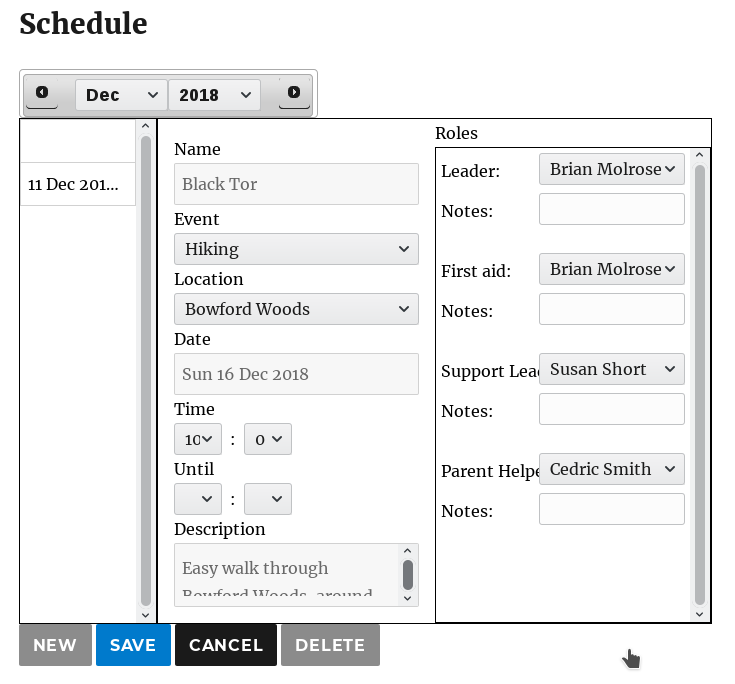 Schedule Editor