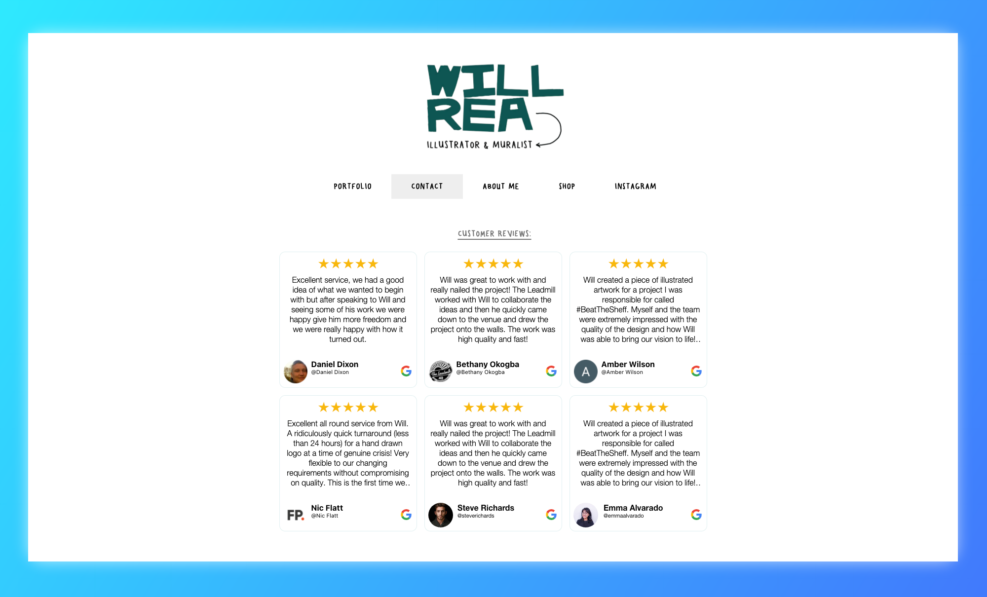 Example Website with Google Review Widget Grid Layout