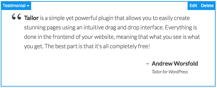 **Testimonials element** - Display customer testimonials or any other social proof anywhere on your site.