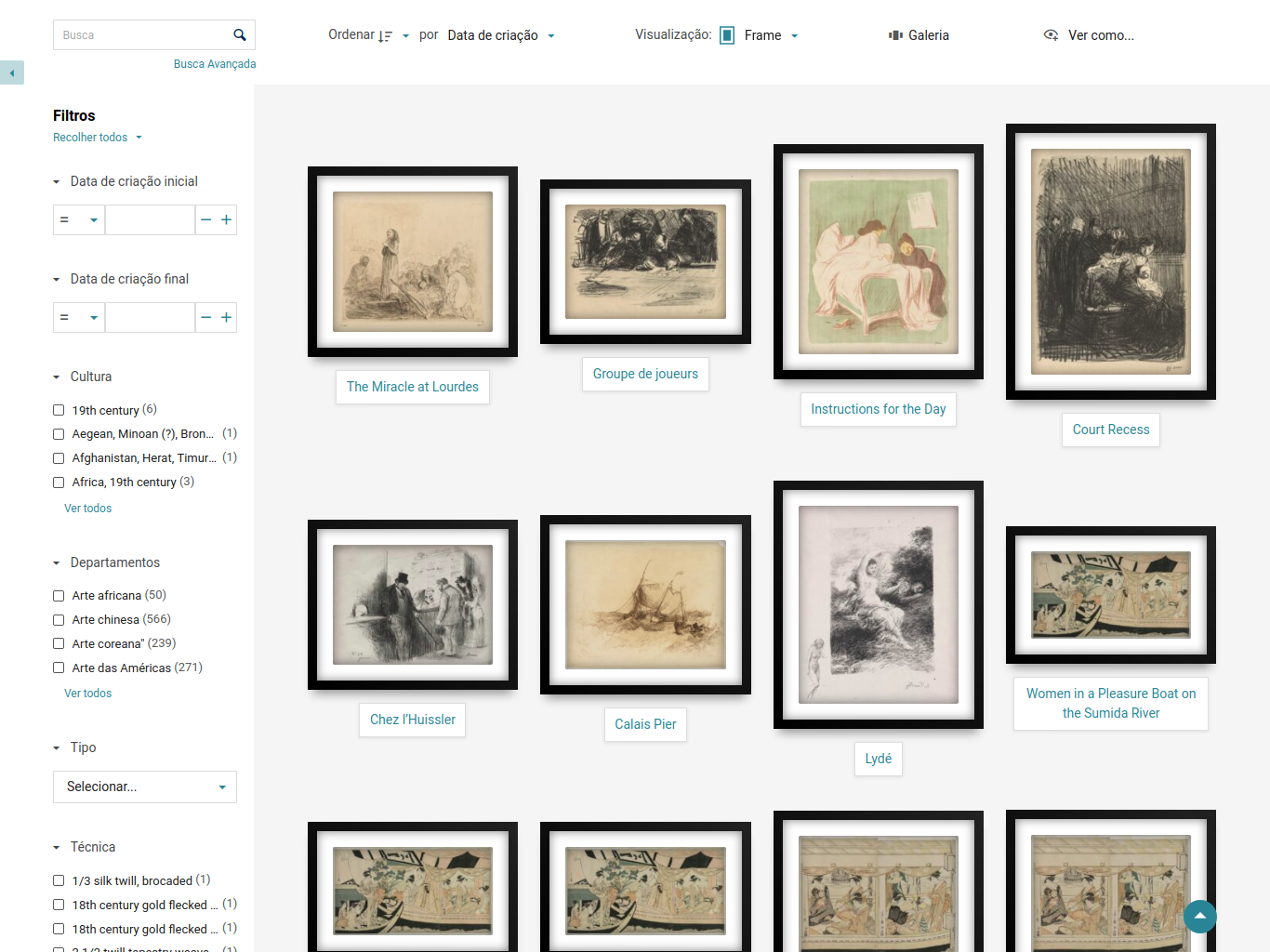 Exhibition - A framed record view, where image and metadata are expanded on hover.