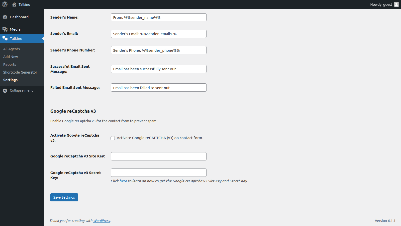 Edit the text label of Talkino which includes online, away and offline modes