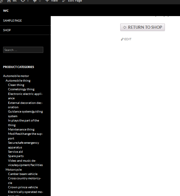 List Product Categories on site
