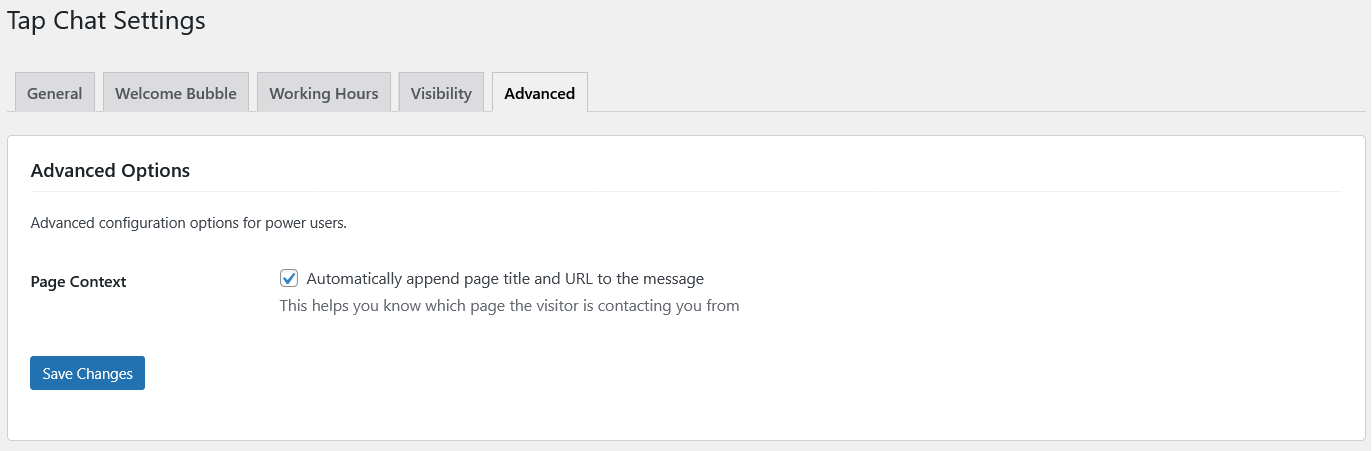 **Advanced** - other options