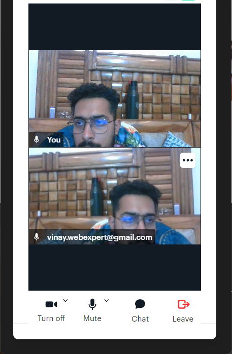 Call Screen with Operator and Participant with bunch of action like chat, mute, stop video, video effect.