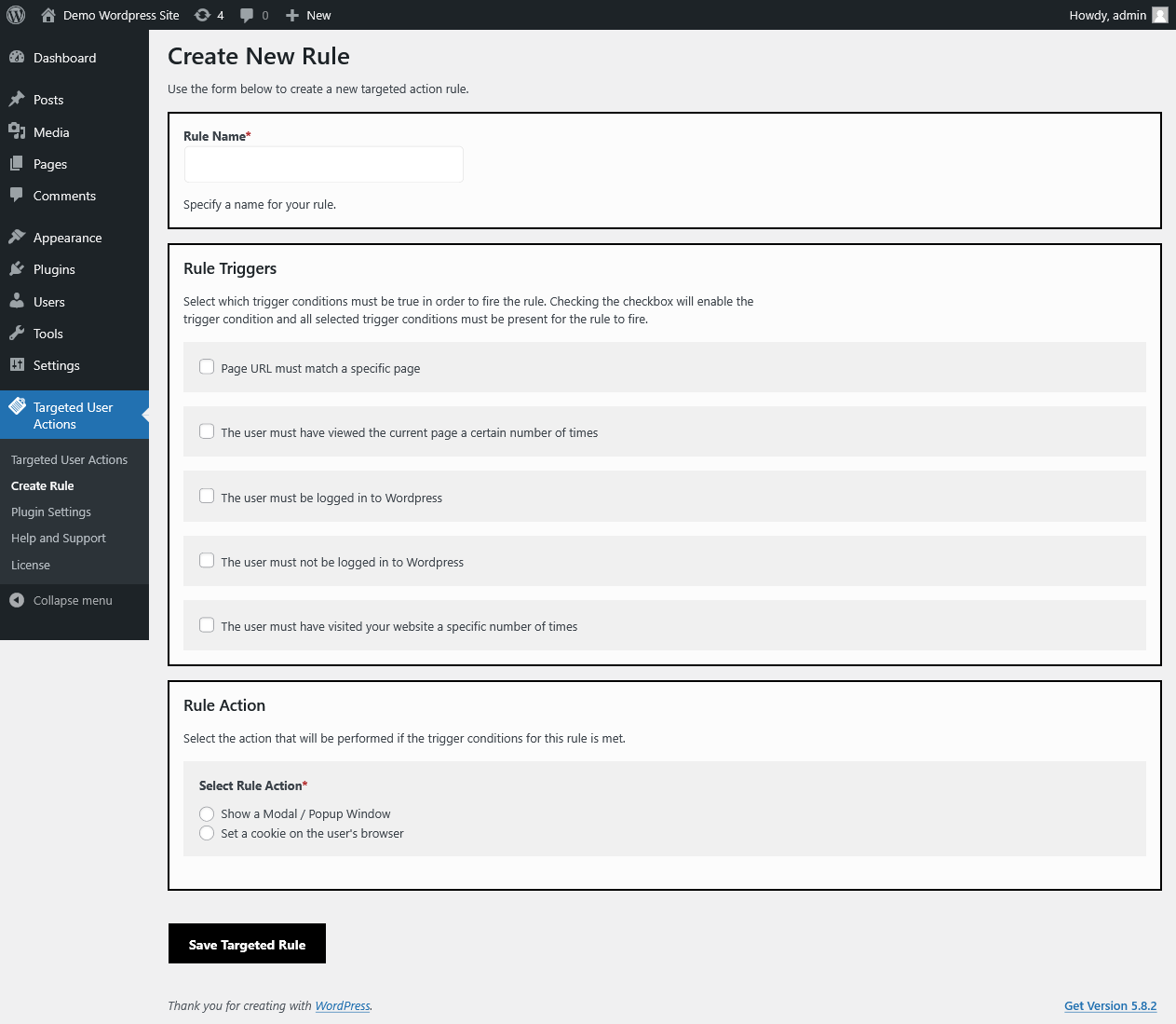 Create a new rule and use triggers to determine for which users this rule will fire.