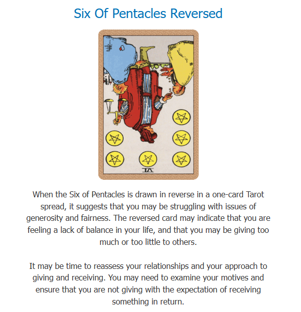 Example of the One Card Tarot game drawn.