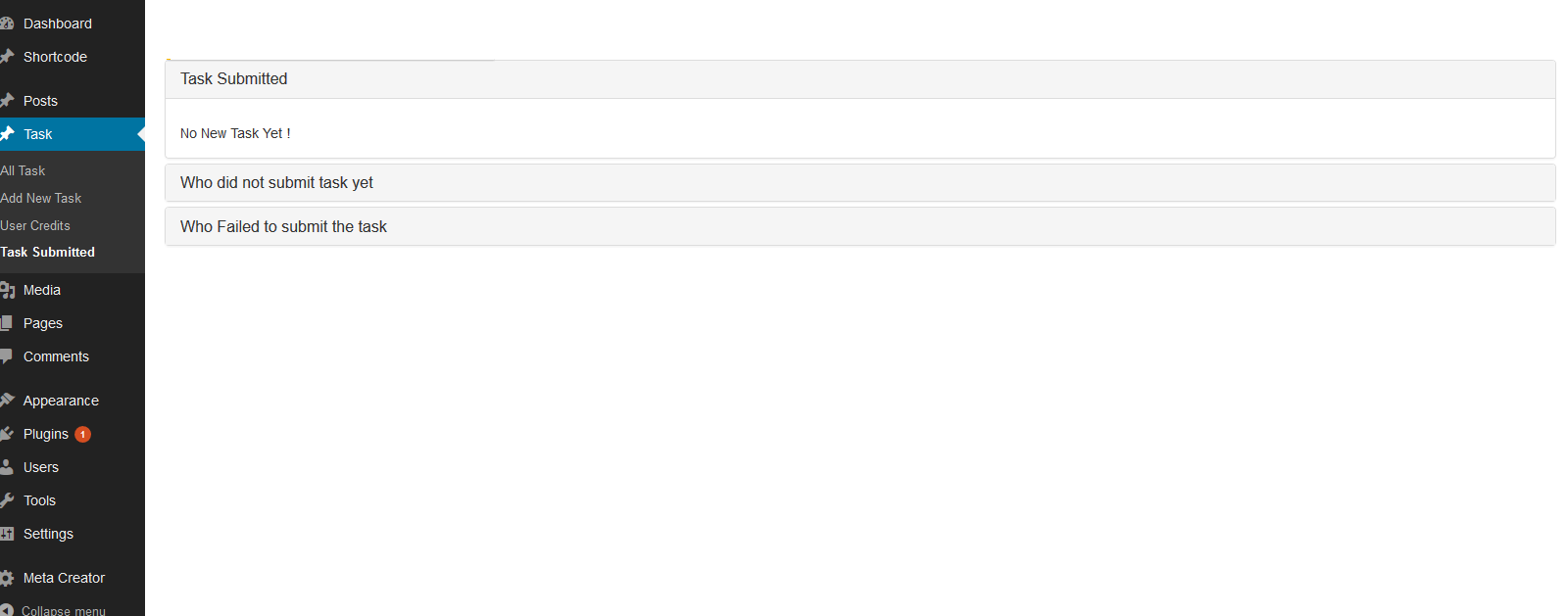 The employee will get notification in his admin panel and he will be able submit the task from sumitted task panel like the image below