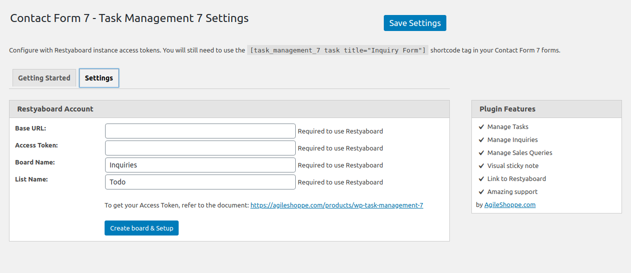 Task Management 7 settings page