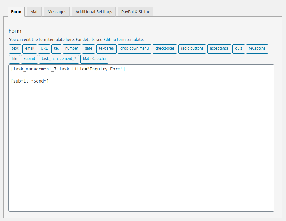 Adding task management 7 forms through contact form 7 interface