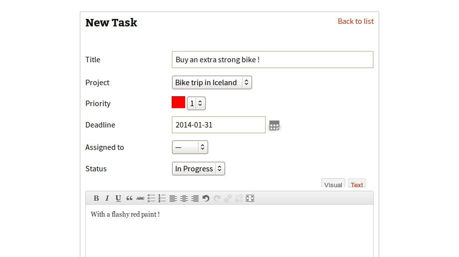 Here's what your task list looks like if you enable the 'Proximity bar' in TaskFreak! settings