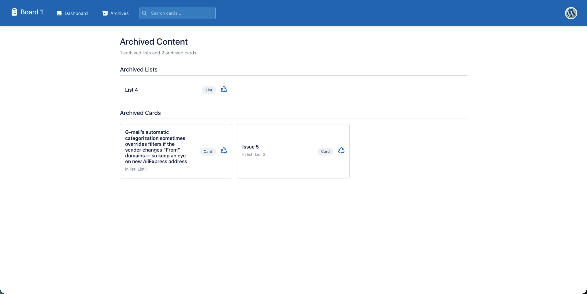 Frontend board view for team members