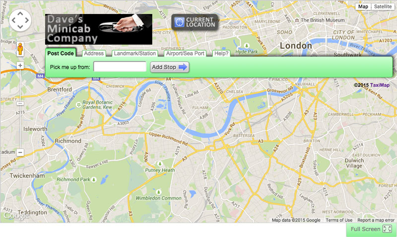 Initial TaxiMap screen where journey points are entered (1-taximap-integration-initial-screen.png)