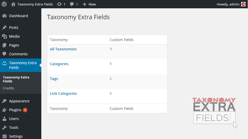 Taxonomies list