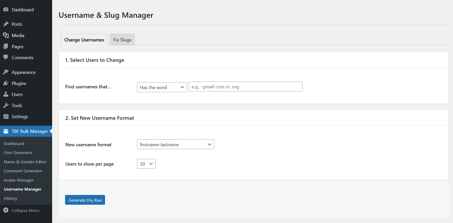 **Avatar Manager - Assign Avatars:** The "Dry Run" preview table shows you exactly which users will receive a new avatar, allowing you to review all changes before committing.