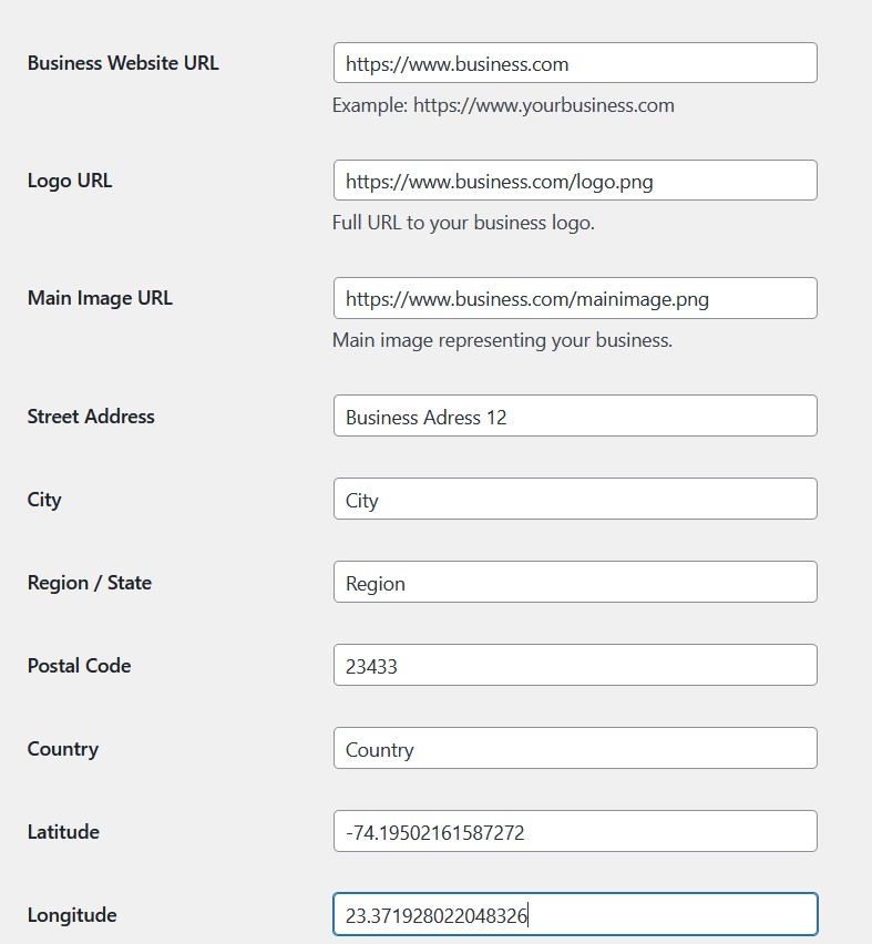 Local Business Schema Settings 2