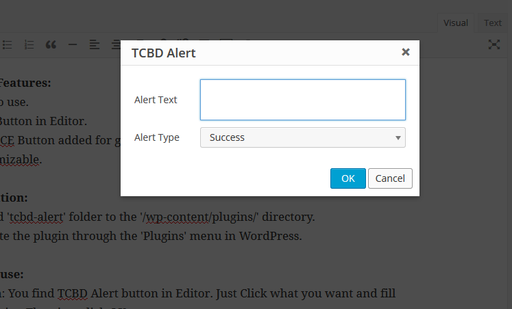 TCBD Alert Shortcode generating.