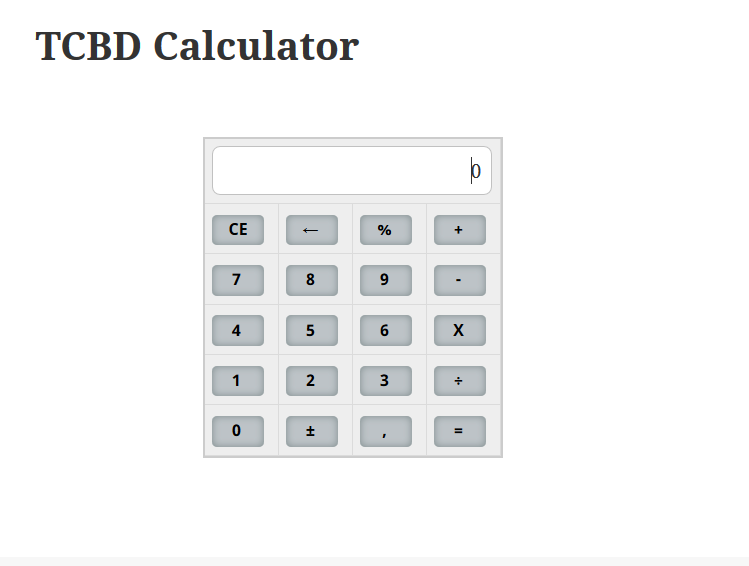 TCBD Calculator Plugin preview.