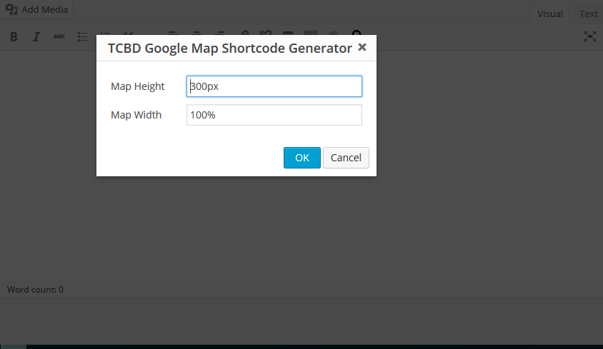 TCBD Google Map Shortcode generat box.