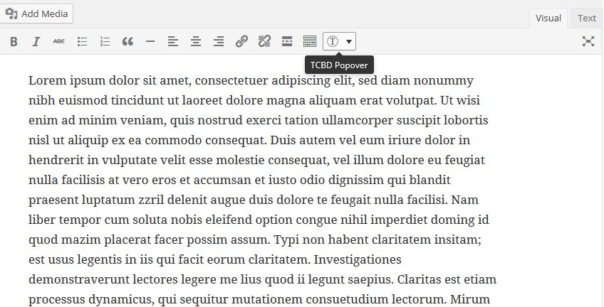TCBD Popover Button.