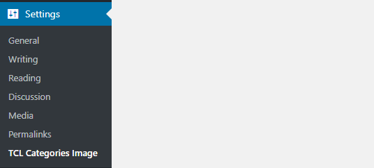 Categories image submenu under settings tab