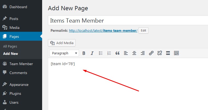 paste shortcode in page.