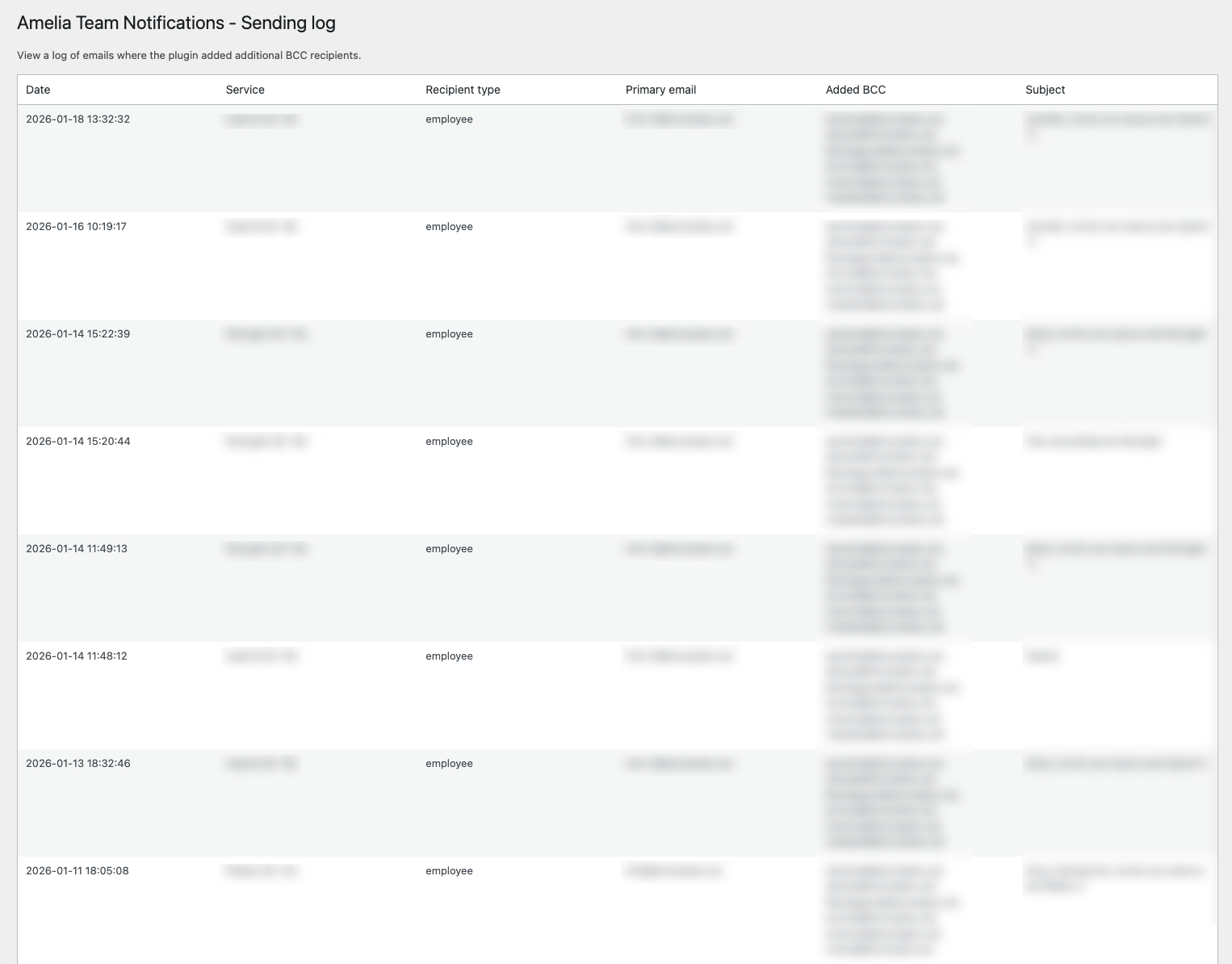 Notification log view