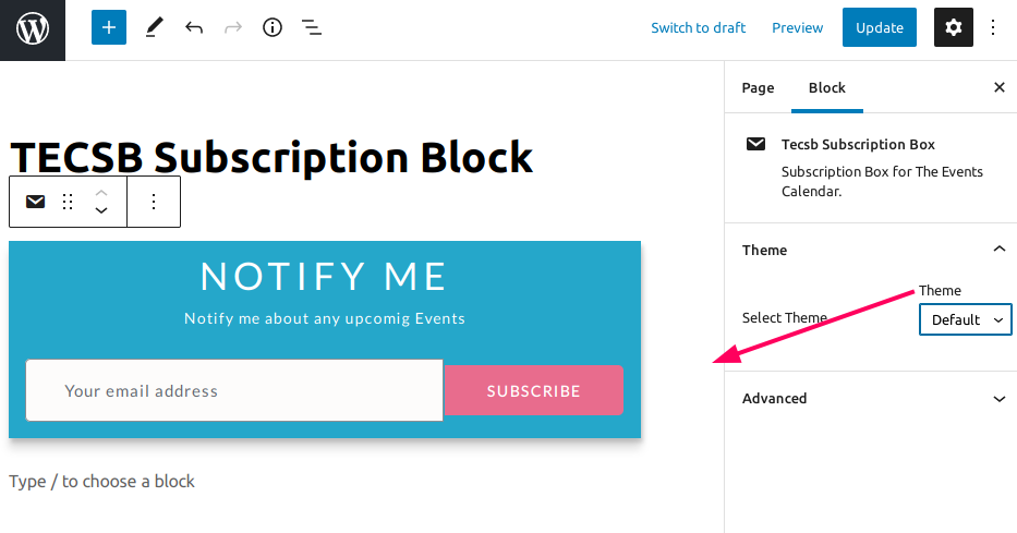 Block Theme selection