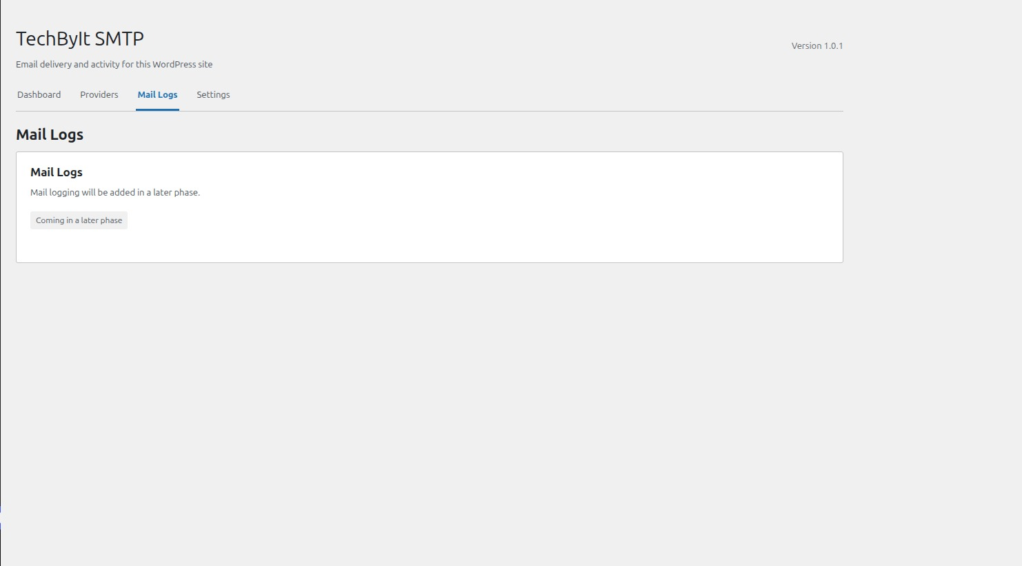 Mail Logs page — search, filter, and review the messages TechByIt SMTP sends.