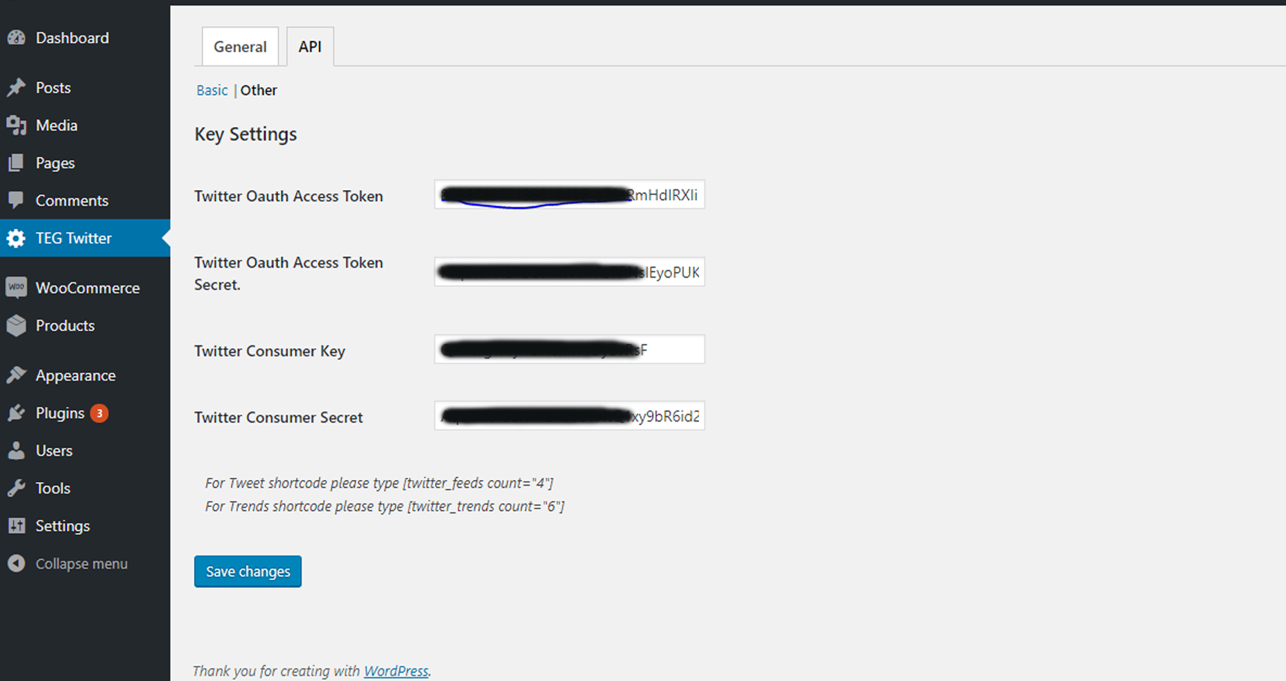 Twitter credentials