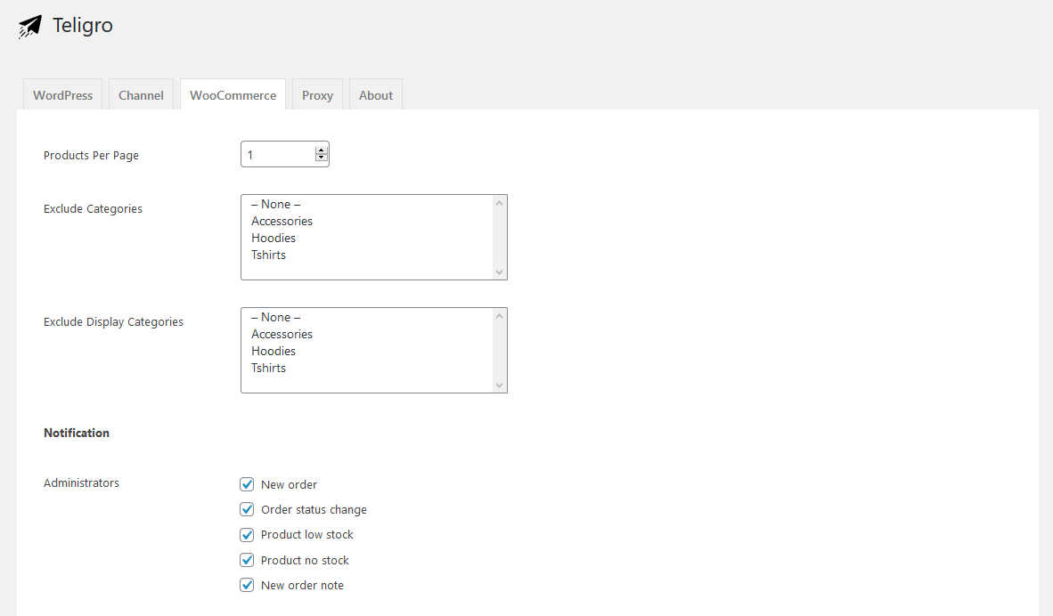 WooCommerce Settings
