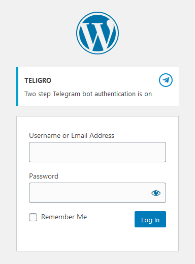 Login form with Two Step Telegram bot Authentication