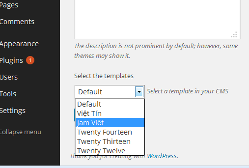 Choose a template for category in New category editor screen.