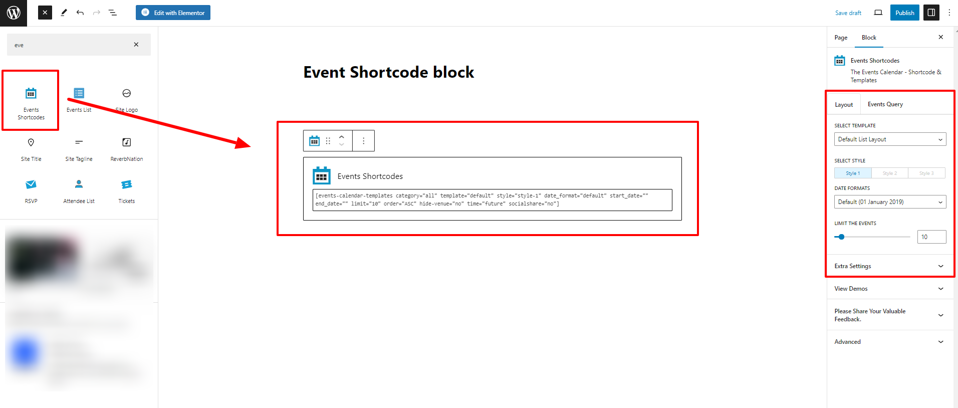 The Events Calendar Shortcode Generator