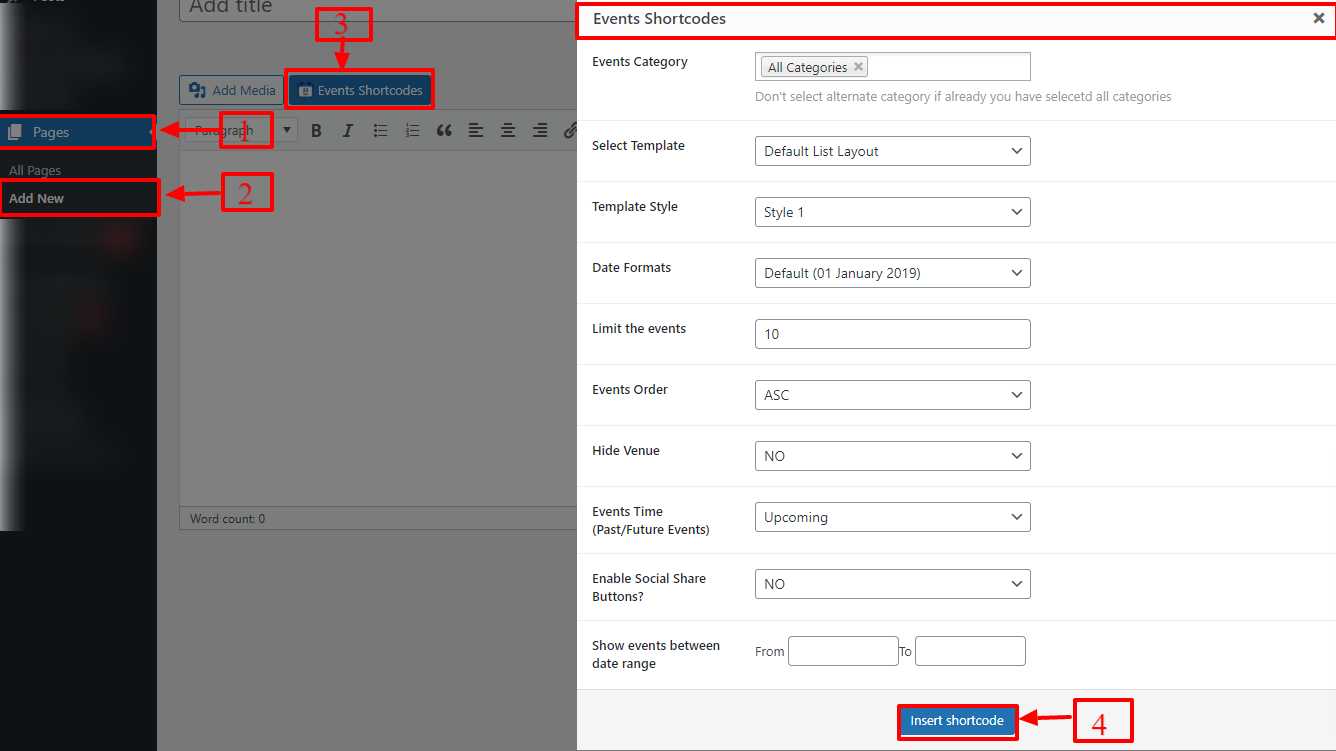 The Events Calendar Gutenberg Block