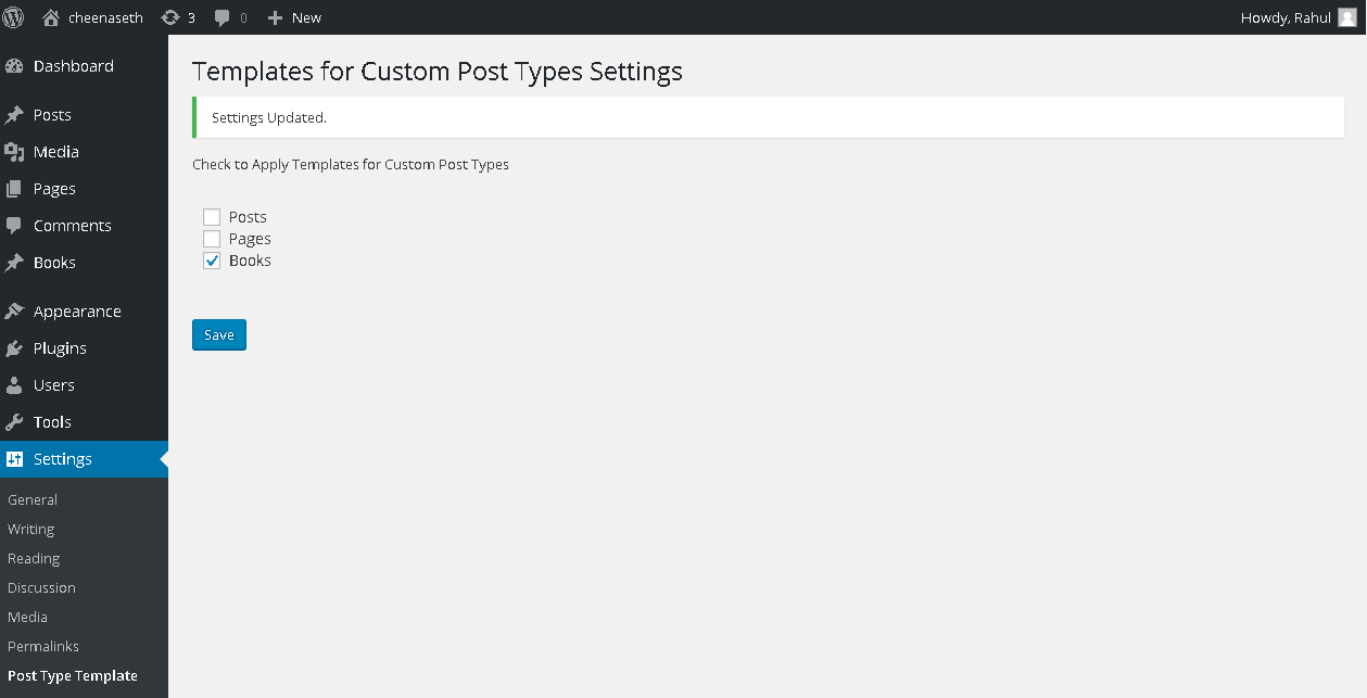 Setting screen