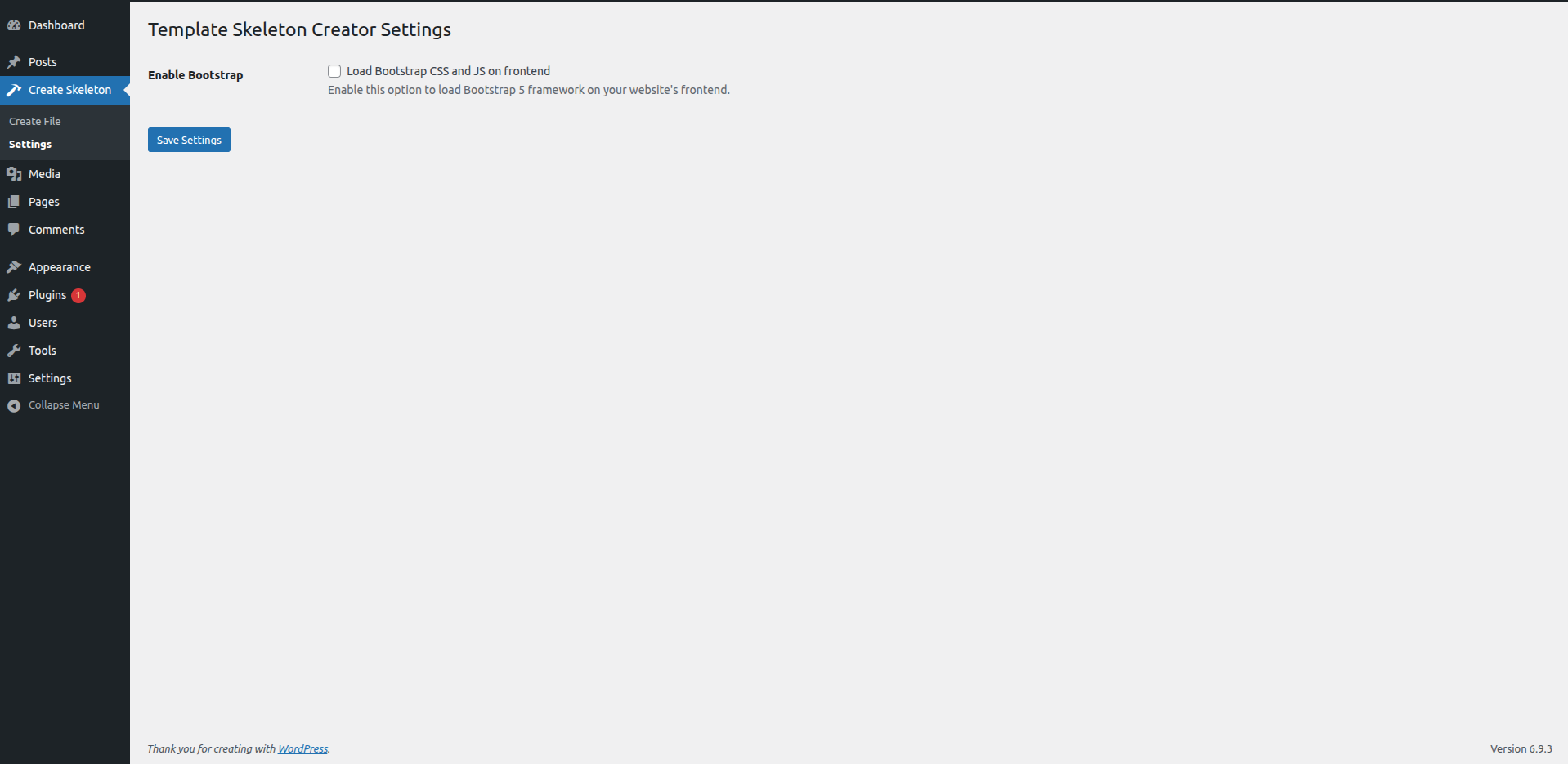 Template Management Screen