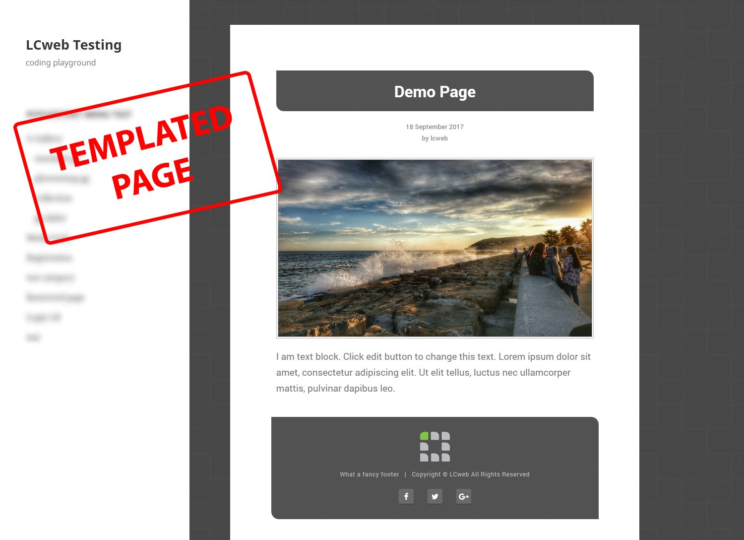 Templated page