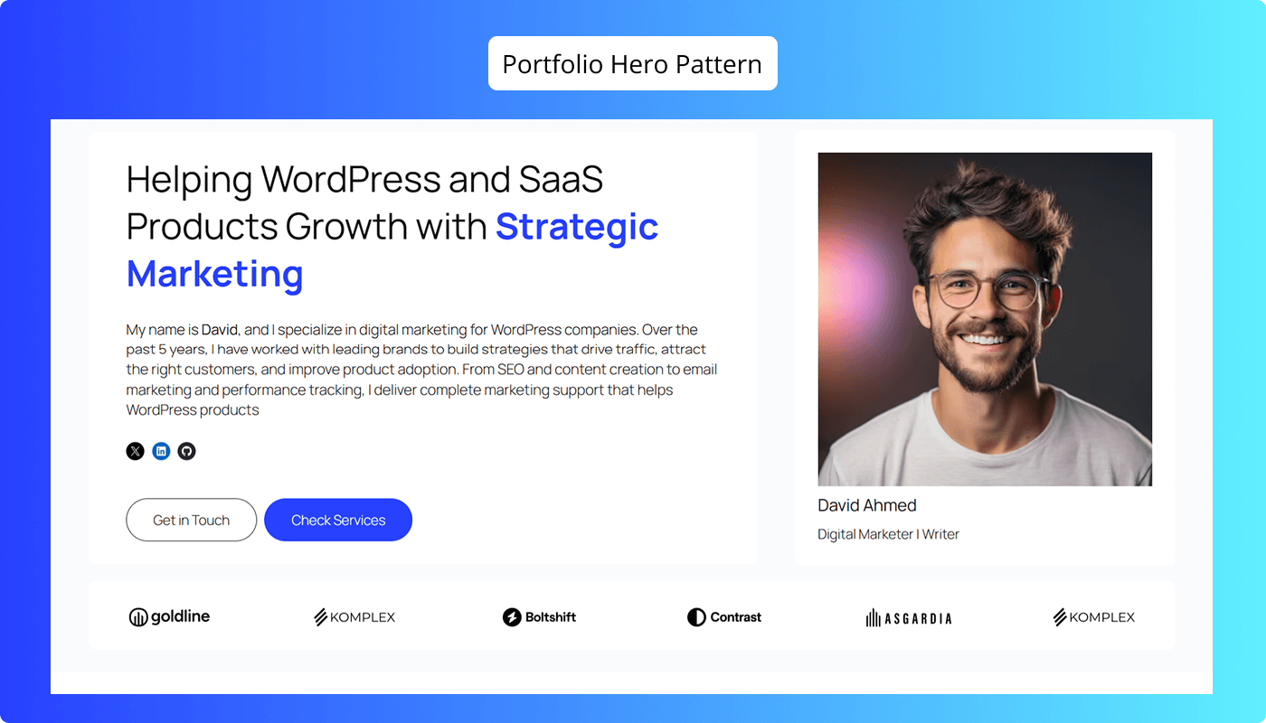 Portfolio Hero Pattern Example