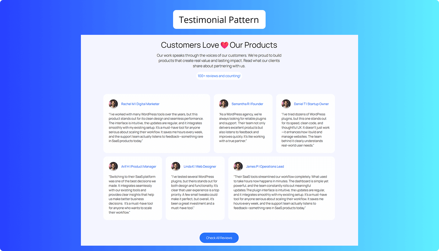 Testimonials Pattern Example