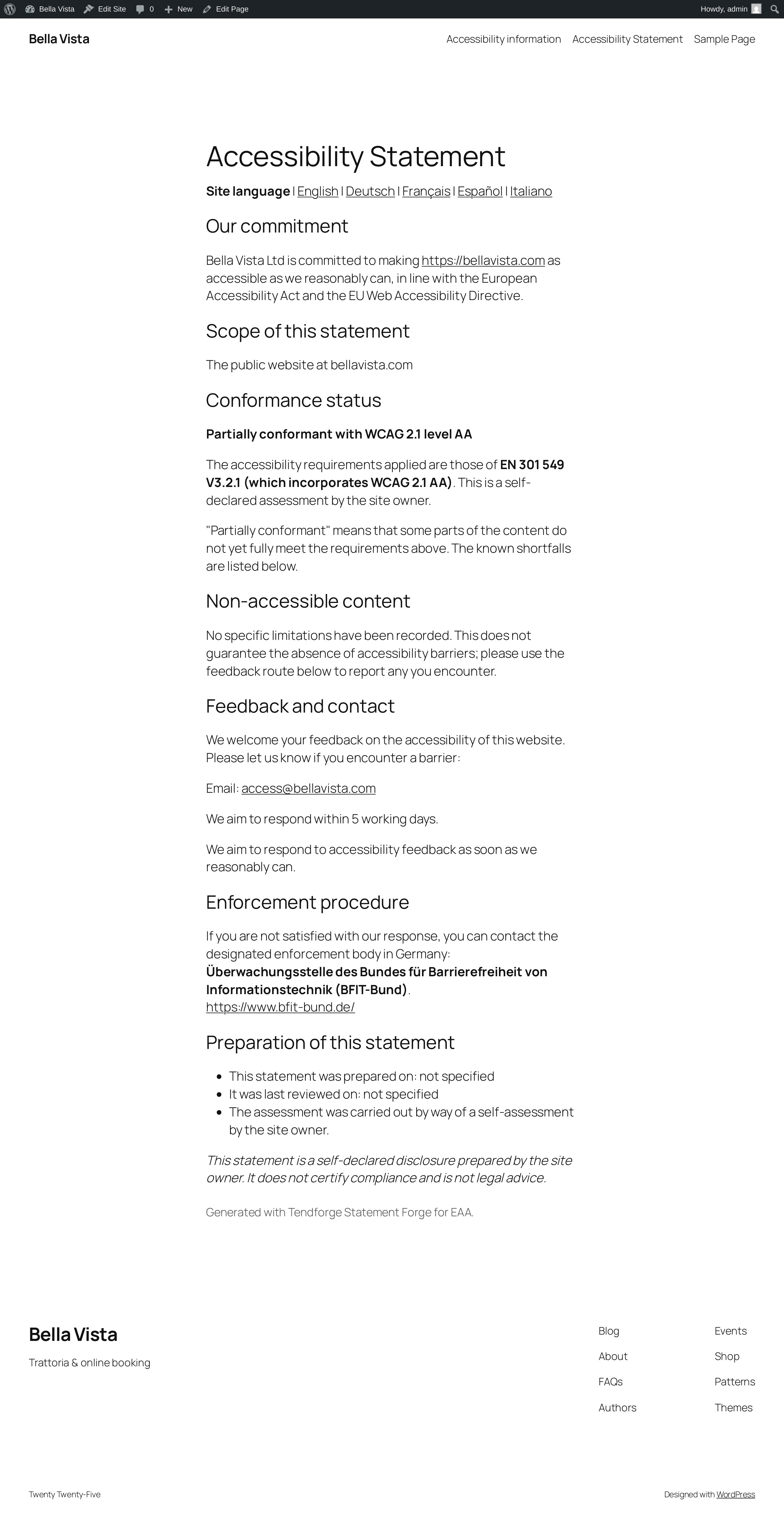 The published accessibility statement page.