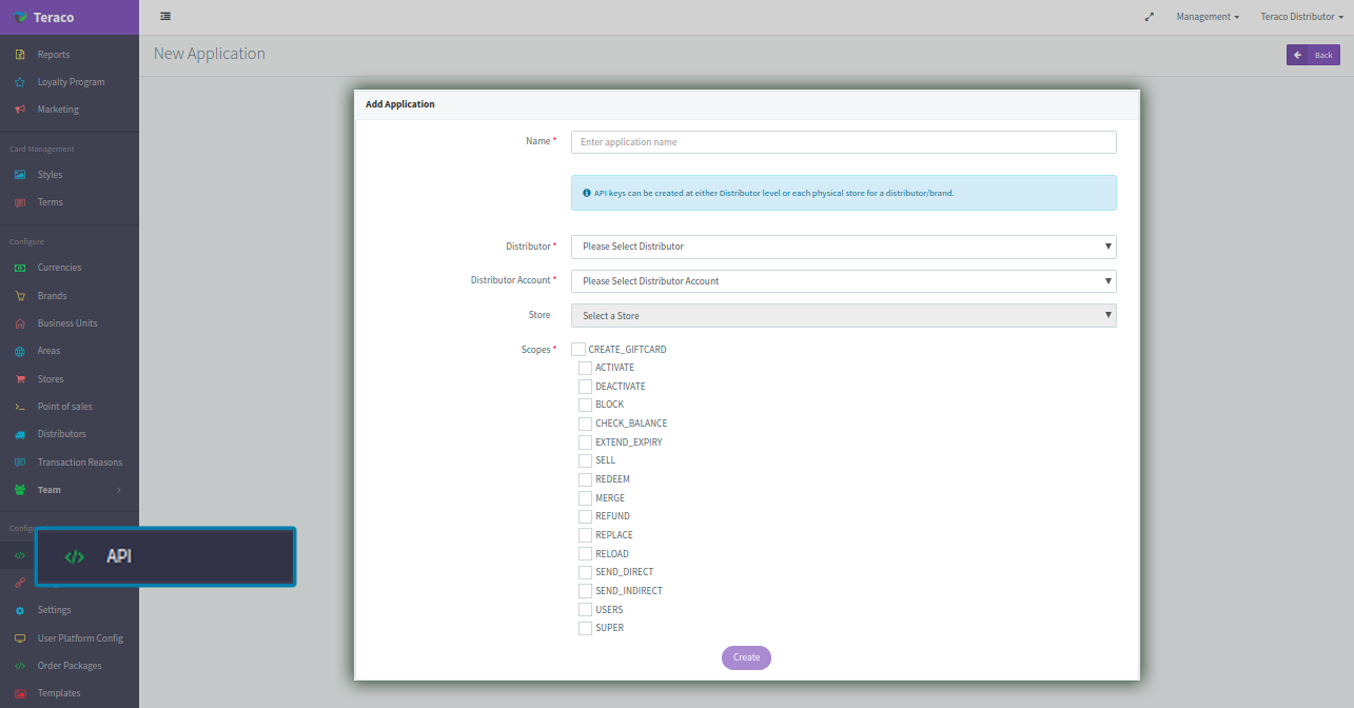 Create API keys(Key_Secrate).