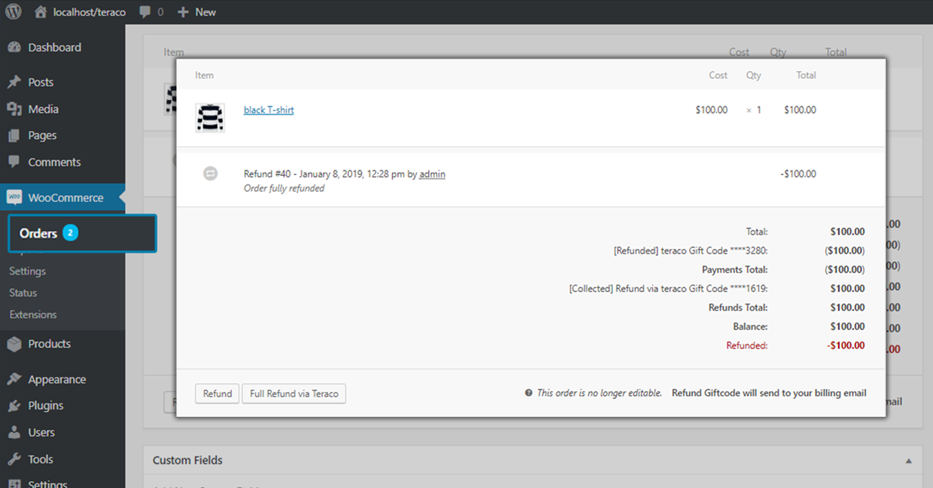Teraco for WooCommerce also supports refunds.